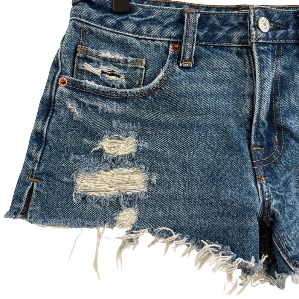 Abercrombie & Fitch Ripped Blue Jean Shorts - Picture 3 of 9